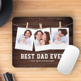 Rustic Wood Best Dad Oog 3 Photo Collage Muismat