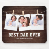 Rustic Wood Best Dad Oog 3 Photo Collage Muismat (Voorkant)