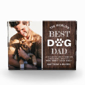 Rustic Wood "Best Dog Dad" Citaat Fotoblokken (Voorkant)