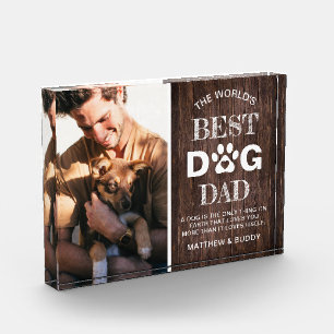 Rustic Wood "Best Dog Dad" Citaat Fotoblokken