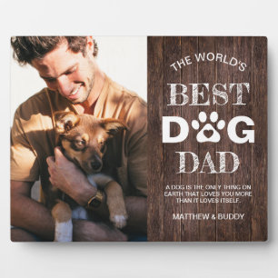 Rustic Wood "Best Dog Dad" Foto & Quote Plaque Fotoplaat