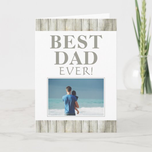 Rustic Wood Best Father's Day Foto Kaart (Voorkant)