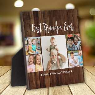 Rustic Wood Best Grandpa Ever Grandkids 5 Photo Fotoplaat