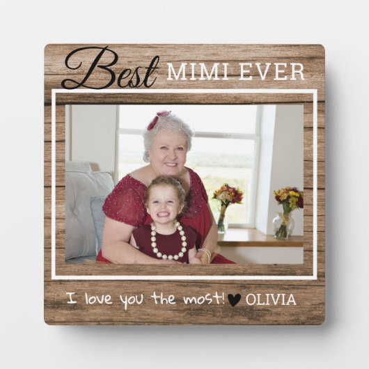 Rustic Wood Best Mimi Ever Grandma Foto Fotoplaat (Voorkant)