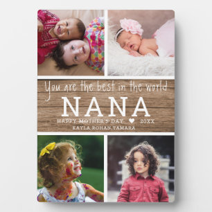 Rustic Wood Best Nana 4 Photo Collage Fotoplaat