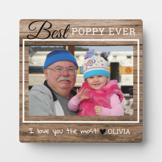 Rustic Wood Best Poppy Ever Grandpa Foto Fotoplaat (Voorkant)