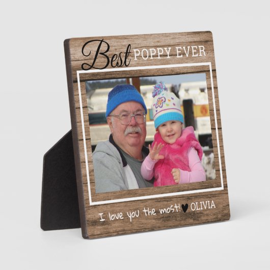 Rustic Wood Best Poppy Ever Grandpa Foto Fotoplaat (Voorkant)