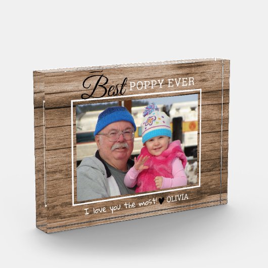 Rustic Wood Best Poppy Ever Grandpa Fotoblokken (Links)