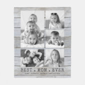Rustic Wood BESTE MOEDER OOIT Auto B&W Fotocollage Fleece Deken (Voorkant)