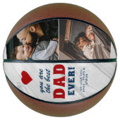 Rustic Wood Beste pap Red Heart Vader Dag Foto Basketbal (Voorkant)