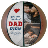 Rustic Wood Beste pap Red Heart Vader Dag Foto Basketbal (Verticaal)