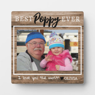 Rustic Wood Beste Poppy Ooit Opa Grandkid Foto Fotoplaat