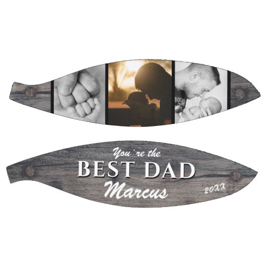 Rustic Wood Beste vader Naam Keepslag 3 Foto Basketbal (Panelen)