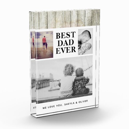 Rustic Wood Beste vader ooit 3 Fotoblokken (Links)