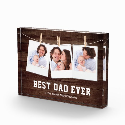 Rustic Wood Beste vader ooit Collage Vaderdag Fotoblokken (Rechts)
