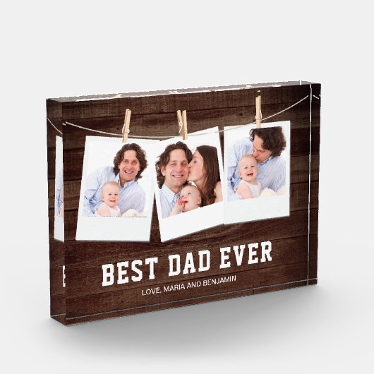 Rustic Wood Beste vader ooit Collage Vaderdag Fotoblokken (Links)