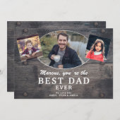 Rustic Wood Beste vader ooit Foto Vaderdag Feestdagenkaart (Voorkant / Achterkant)