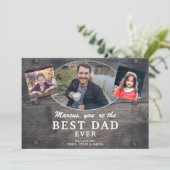Rustic Wood Beste vader ooit Foto Vaderdag Feestdagenkaart (Staand voorkant)