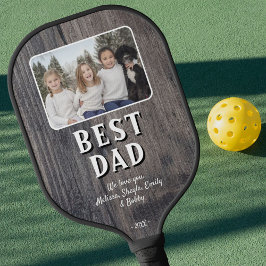 Rustic Wood Beste vader ooit Kinderfoto Pickleball Paddle