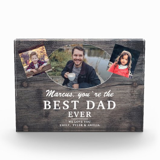 Rustic Wood Beste vader op vaderdag Fotoblokken (Voorkant)