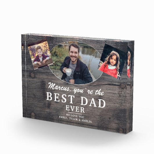 Rustic Wood Beste vader op vaderdag Fotoblokken (Rechts)