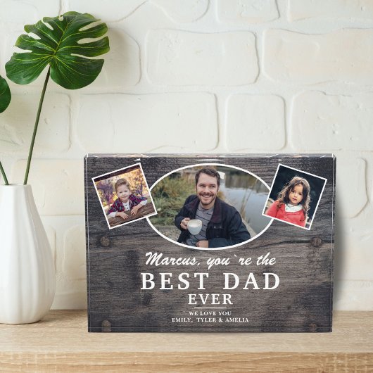 Rustic Wood Beste vader op vaderdag Fotoblokken