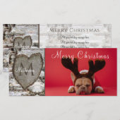 Rustic Wood Birch Bark Heart Familie Foto's (Voorkant / Achterkant)