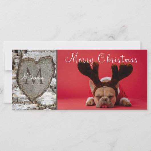 Rustic Wood Birch Bark Heart Familie Foto's (Voorkant)