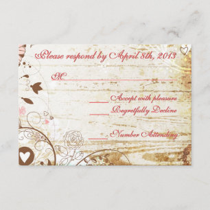 Rustic Wood Birdcage Wedding RSCP Reception Card RSVP Kaartje