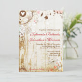 Rustic Wood Birdcage Wedding Uitnodiging (Staand voorkant)