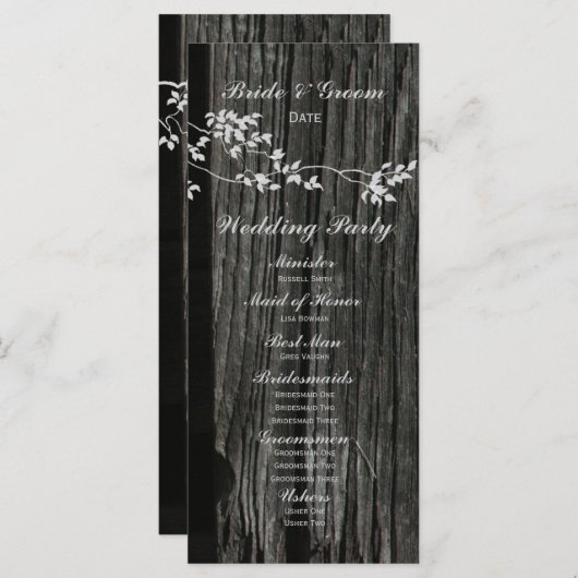 Rustic Wood  Birds Wedding Programma Programmakaart (Voorkant / Achterkant)