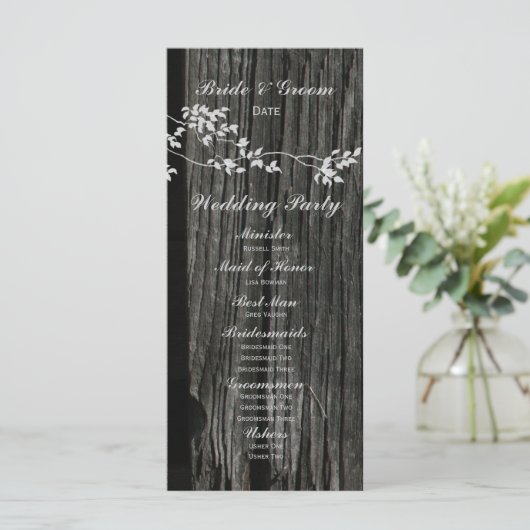 Rustic Wood  Birds Wedding Programma Programmakaart (Staand voorkant)