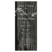 Rustic Wood  Birds Wedding Programma