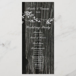 Rustic Wood  Birds Wedding Programma Programmakaart