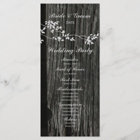 Rustic Wood Birds Wedding Programma Programmakaart (Voorkant)