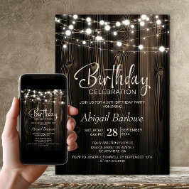 Rustic Wood Birthday Party Kaart