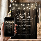 Rustic Wood Birthday Party Kaart