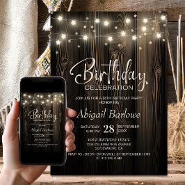 Rustic Wood Birthday Party Kaart