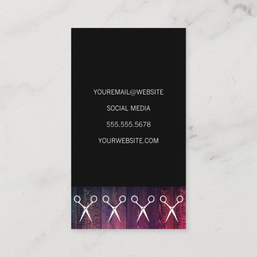 Rustic Wood Black met Shears Pattern Visitekaartje (Achterkant)