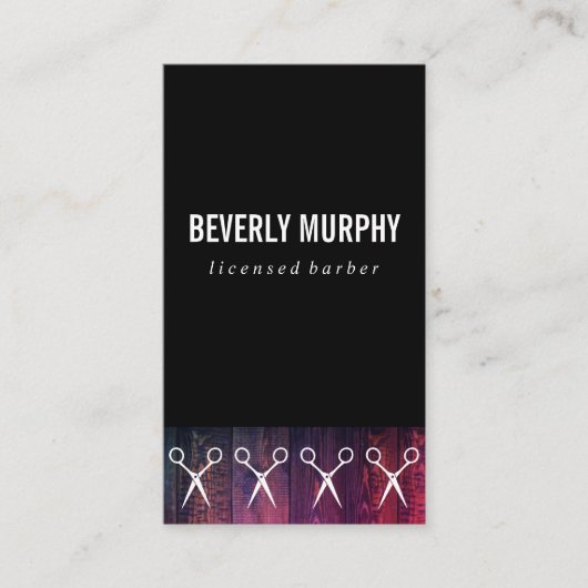 Rustic Wood Black met Shears Pattern Visitekaartje (Voorkant)