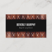 Rustic Wood Black met Shears Pattern Visitekaartje (Voorkant)