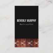 Rustic Wood Black met Shears Pattern Visitekaartje (Voorkant)