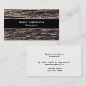 Rustic Wood & Black met Zilveren Rand Visitekaartje (Voorkant / Achterkant)