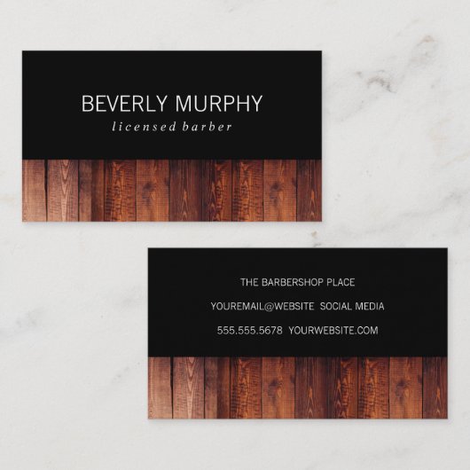 Rustic Wood Black Visitekaartje (Voorkant / Achterkant)