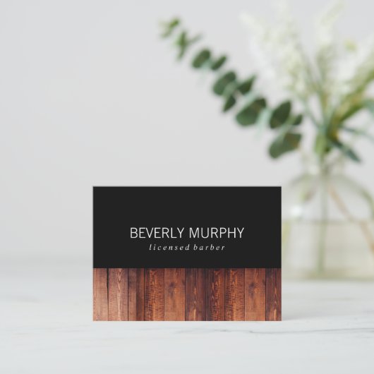 Rustic Wood Black Visitekaartje (Staand voorkant)