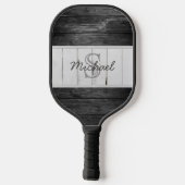 Rustic Wood Black White Monogram Pickleball Paddle (Achterkant)