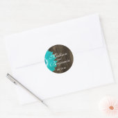 Rustic Wood Blauwgroen Daisy Wedding Favor Sticker (Envelop)