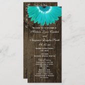 Rustic Wood Blauwgroen Gerber Daisy Wedding Progra Programmakaart (Voorkant / Achterkant)