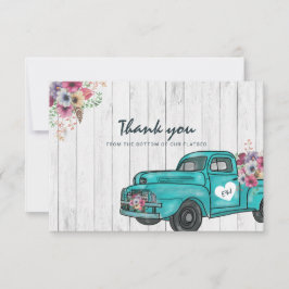 Rustic Wood Blauwgroen  Truck Boho Wedding Bedankkaart