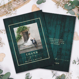Rustic Wood Blauwgroen Wedding Foto Bedankkaart